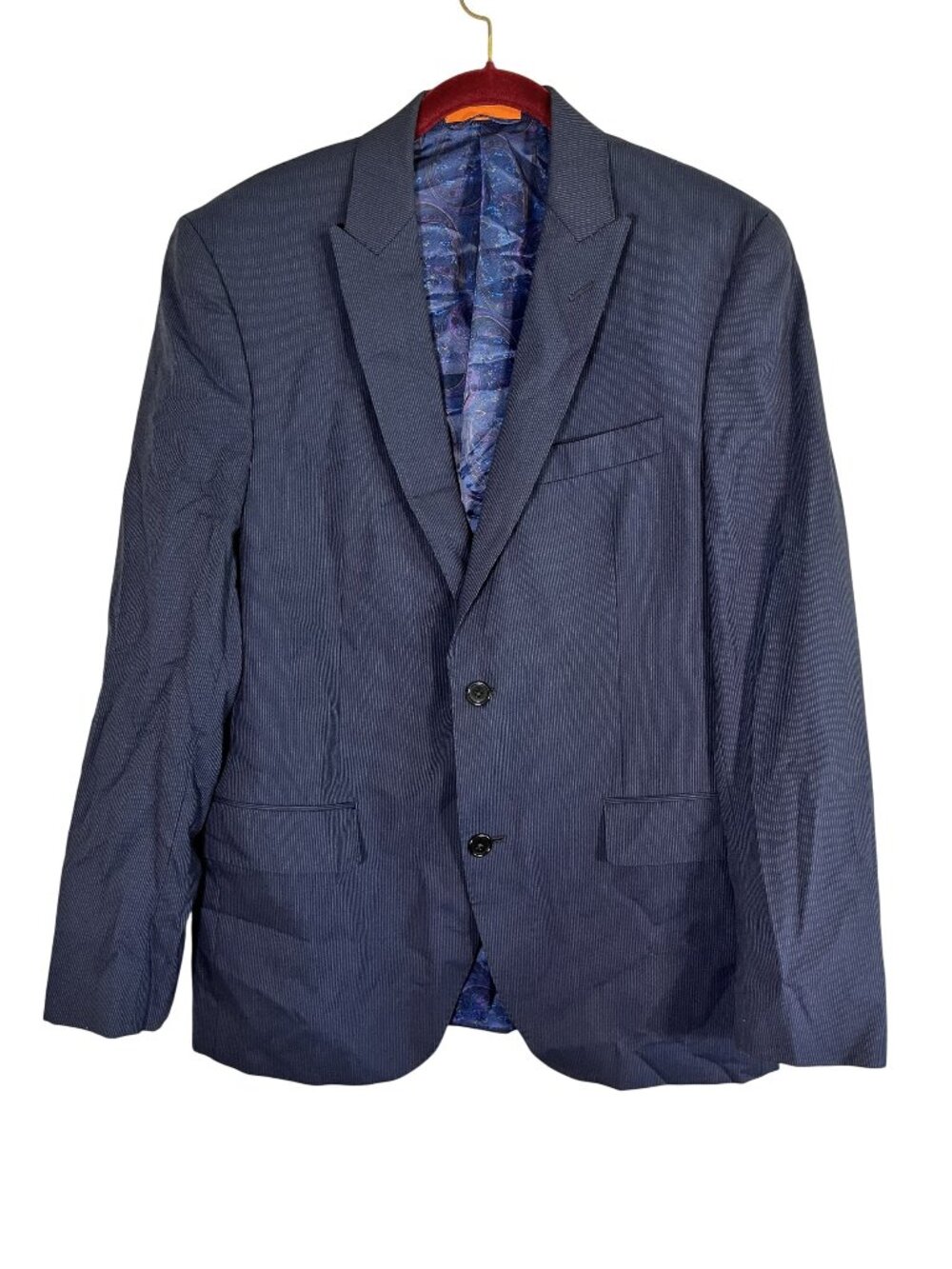 Tallia Wool Pinstripe Blazer 40R Blue Luxury Maximalist Tailored Preppy Resort